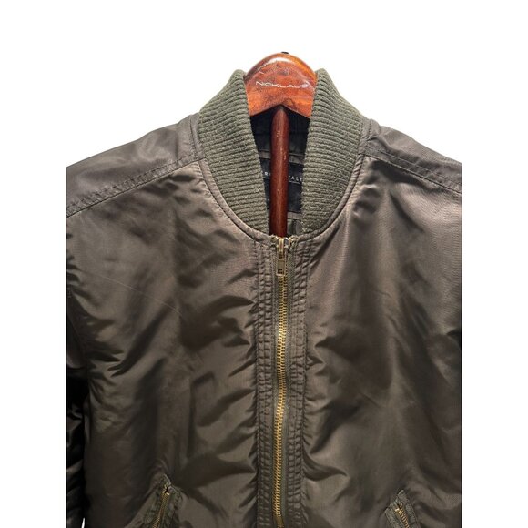 AEROPOSTALE Puffer Jacket Women Bomber Aero Quilted Down Filled Navy Green Large - Picture 2 of 8